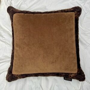 Michael Amini Brown and Dark Brown Fur Accent Pillow